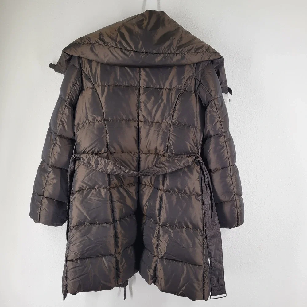 Weekend Max Mara Puffer Coat Belted Shawl Collar Puffy Goose Down Jacket Brown M